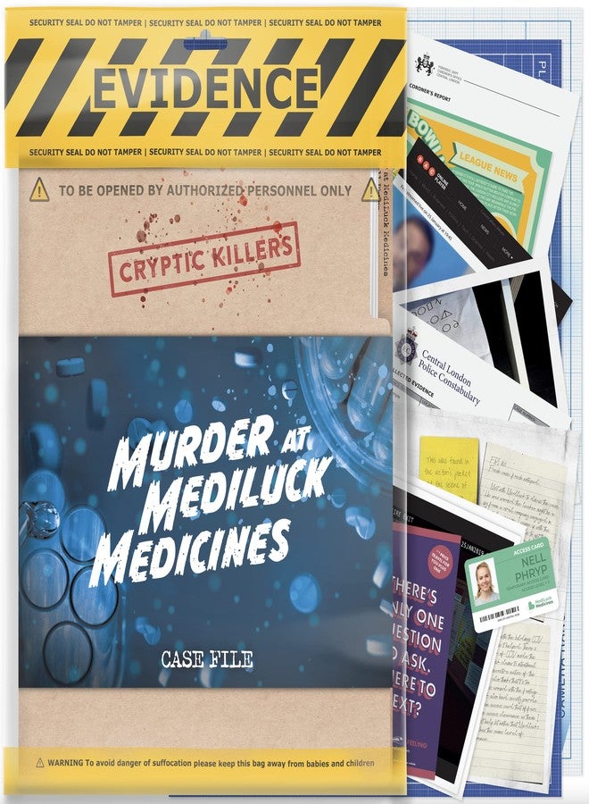 Cryptic Killers Unsolved Murder Mystery Game - Cold Case Files Investigation Detective Evidence & Crime File - Individuals, Date Nights & Party Games- Murder at Mediluck Medicines - Image 1